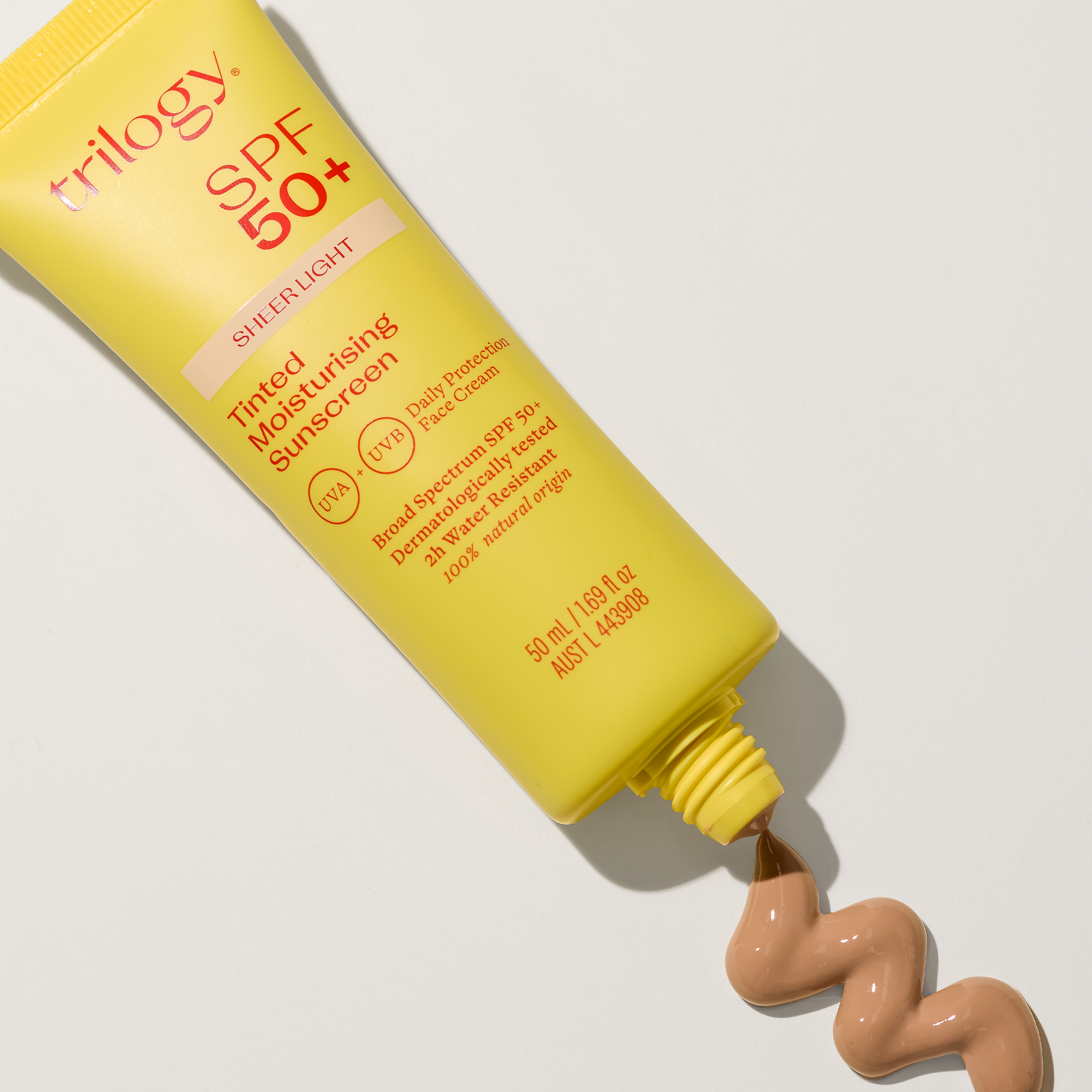 SPF 50+ Sheer Tinted Moisturising Sunscreen Trilogy Natural Products