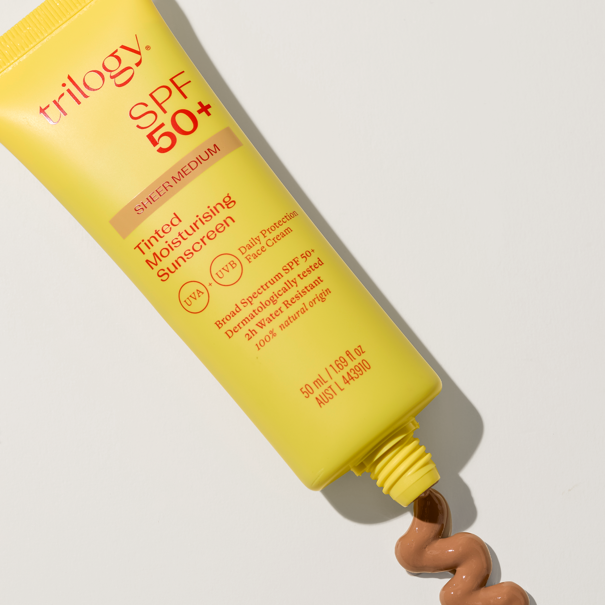 SPF 50+ Sheer Tinted Moisturising Sunscreen Trilogy Natural Products